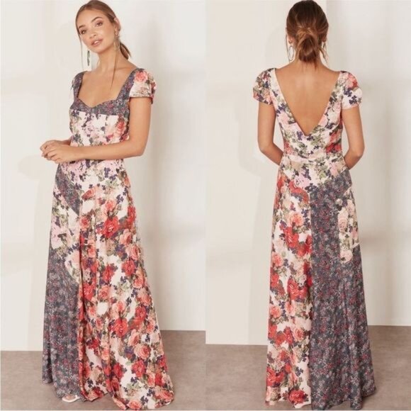 Free People Dresses & Skirts - Free People La Fleur Maxi Dress Floral Pink Lace Patchwork Mix Print Romantic 6